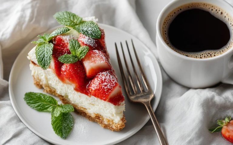slice of strawberry cake on a plate